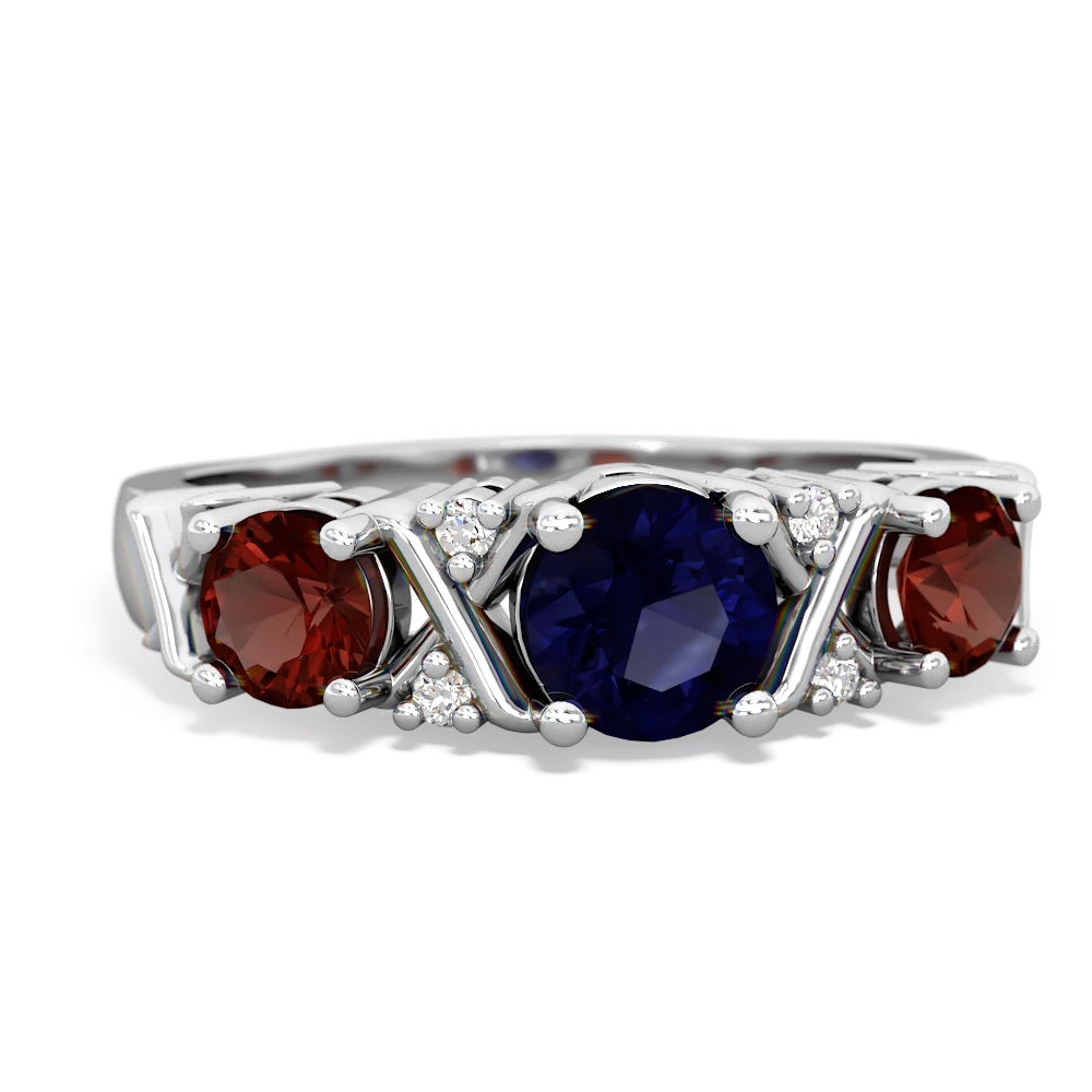 Sapphire Hugs And Kisses 14K White Gold ring R5016