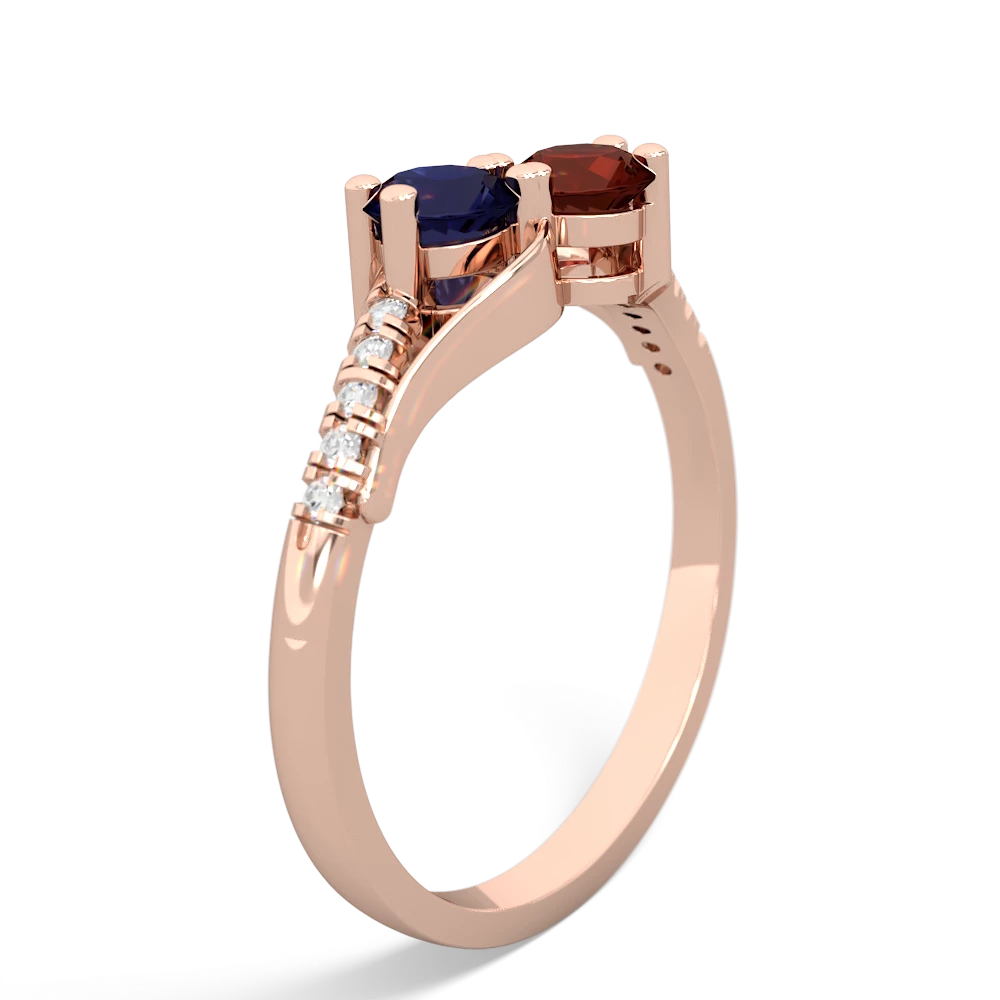 Sapphire Infinity Pave Two Stone 14K Rose Gold ring R5285