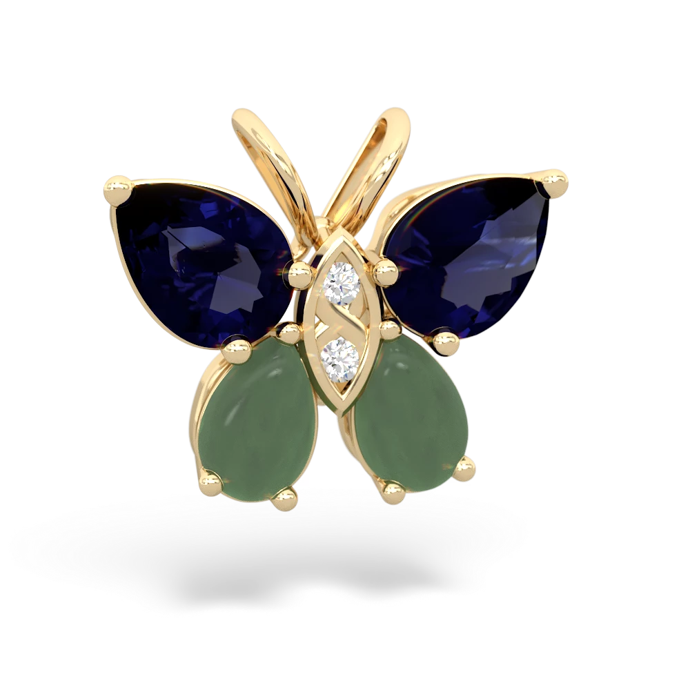 Sapphire Butterfly 14K Yellow Gold pendant P2215