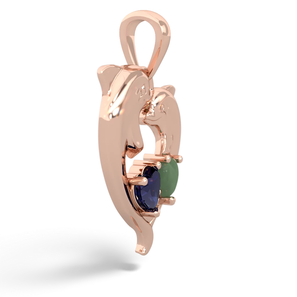 Sapphire Dolphin Heart 14K Rose Gold pendant P5820