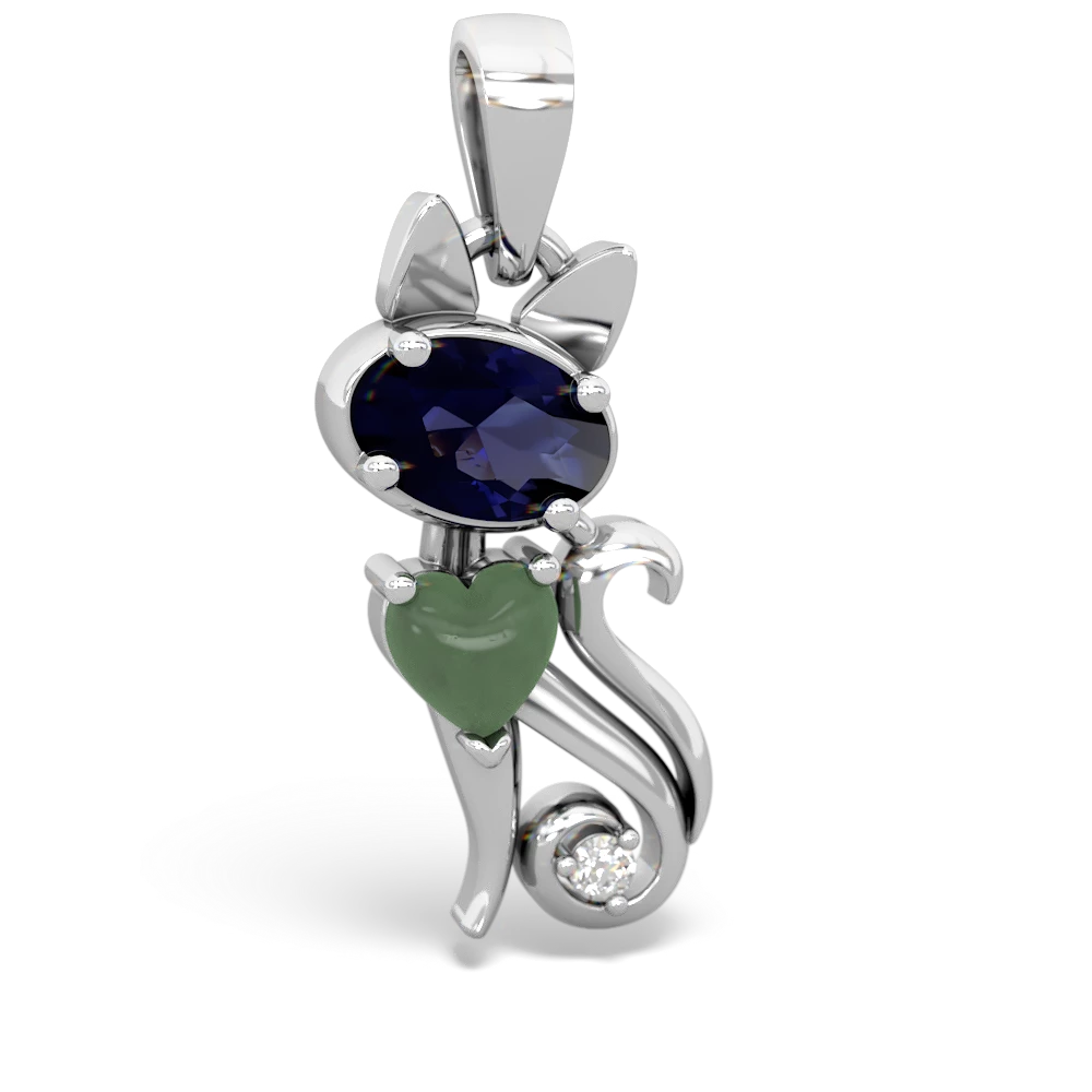 Sapphire Kitten 14K White Gold pendant P5780