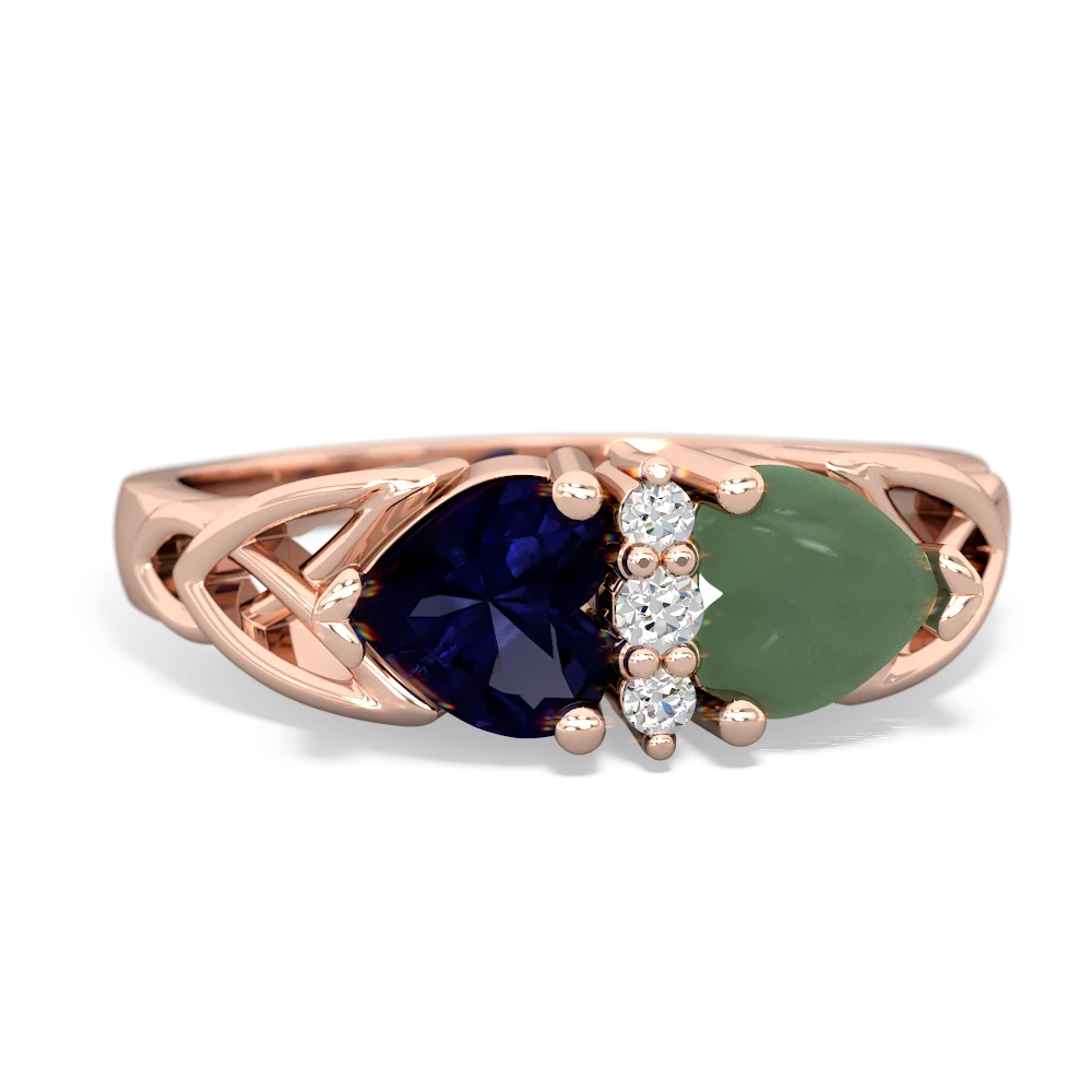 Sapphire Celtic Knot Double Heart 14K Rose Gold ring R5040