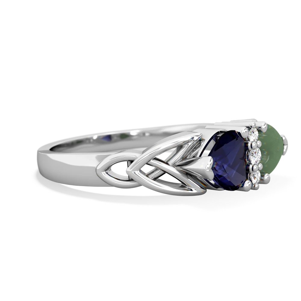 Sapphire Celtic Knot Double Heart 14K White Gold ring R5040