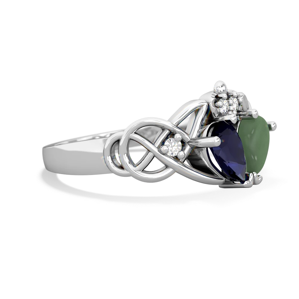 Sapphire 'One Heart' Celtic Knot Claddagh 14K White Gold ring R5322