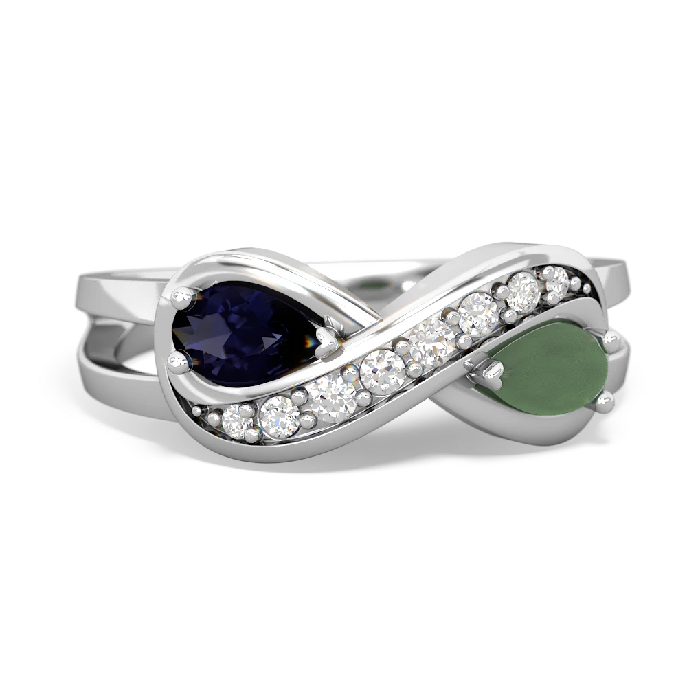 Sapphire Diamond Infinity 14K White Gold ring R5390