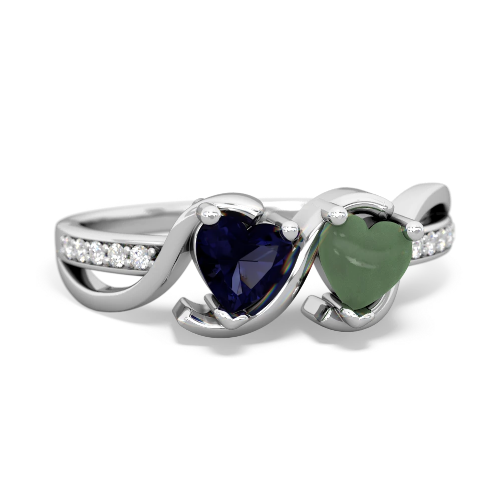 Sapphire Side By Side 14K White Gold ring R3090