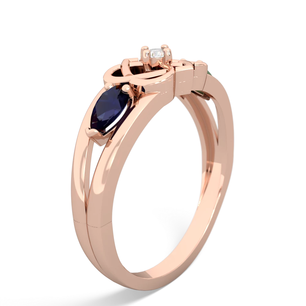 Sapphire Hearts Intertwined 14K Rose Gold ring R5880