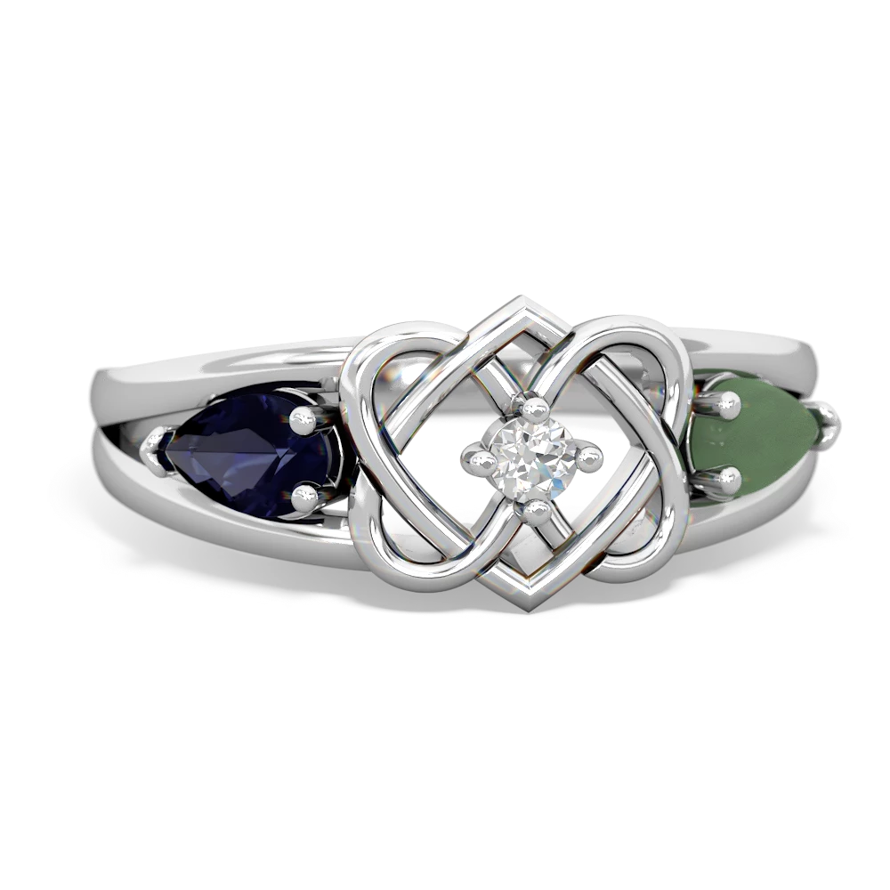 Sapphire Hearts Intertwined 14K White Gold ring R5880