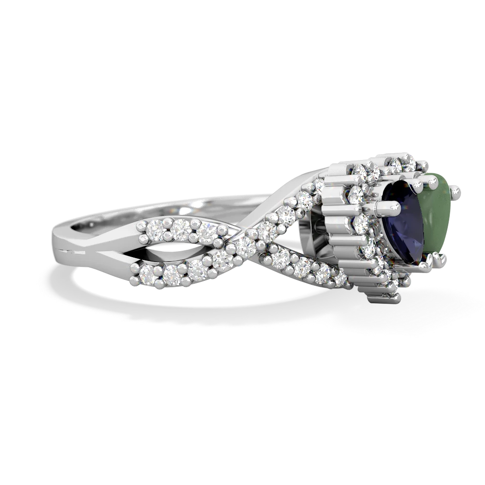 Sapphire Diamond Twist 'One Heart' 14K White Gold ring R2640HRT