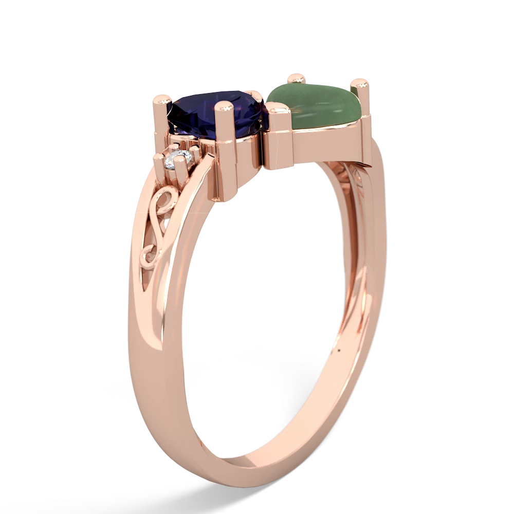 Sapphire Snuggling Hearts 14K Rose Gold ring R2178