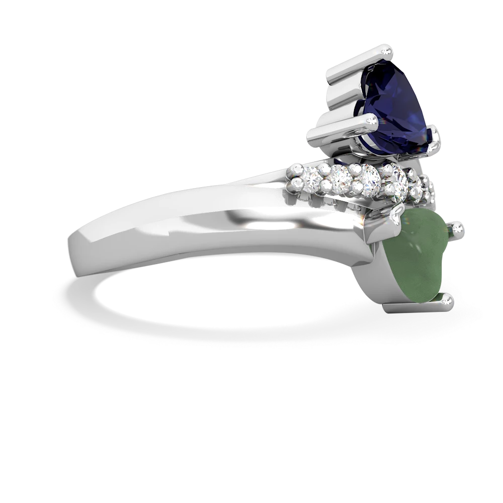 Sapphire Heart To Heart 14K White Gold ring R2064