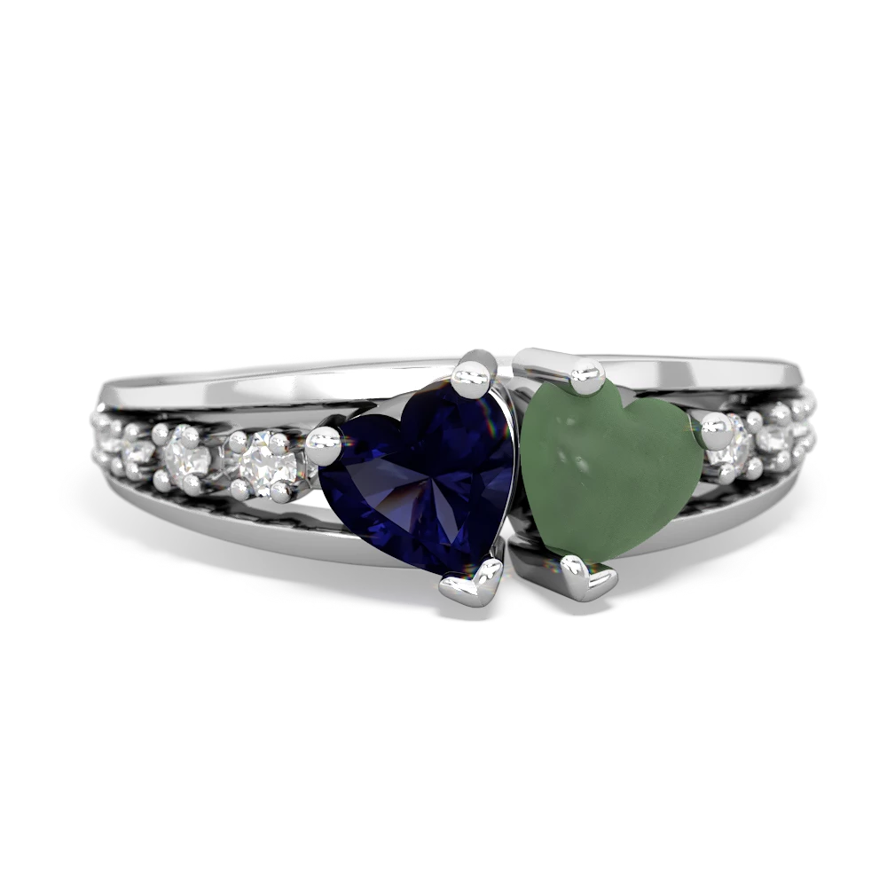 Sapphire Heart To Heart 14K White Gold ring R3342