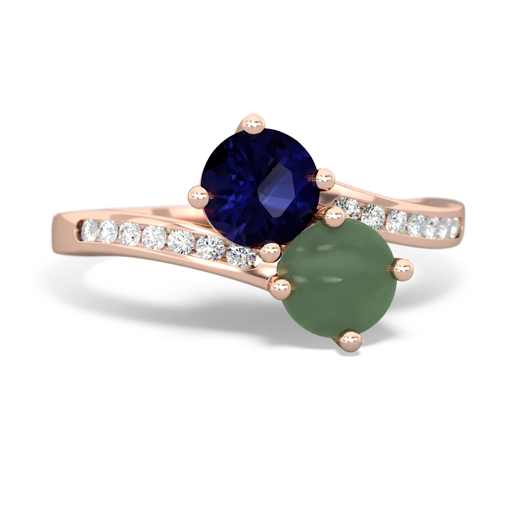 Sapphire Channel Set Two Stone 14K Rose Gold ring R5303