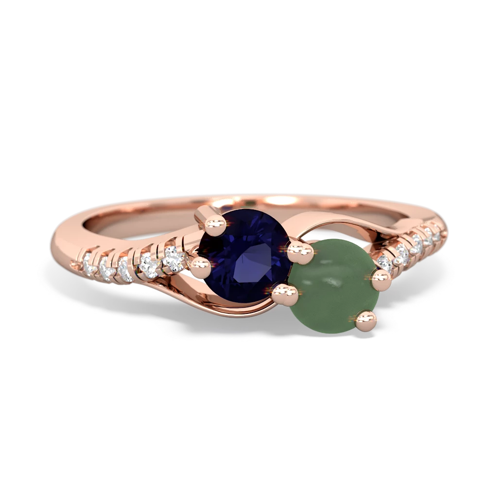 Sapphire Infinity Pave Two Stone 14K Rose Gold ring R5285