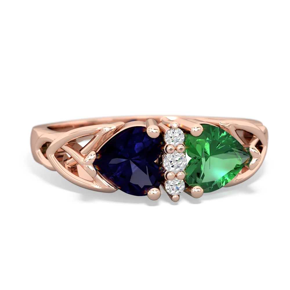 Sapphire Celtic Knot Double Heart 14K Rose Gold ring R5040