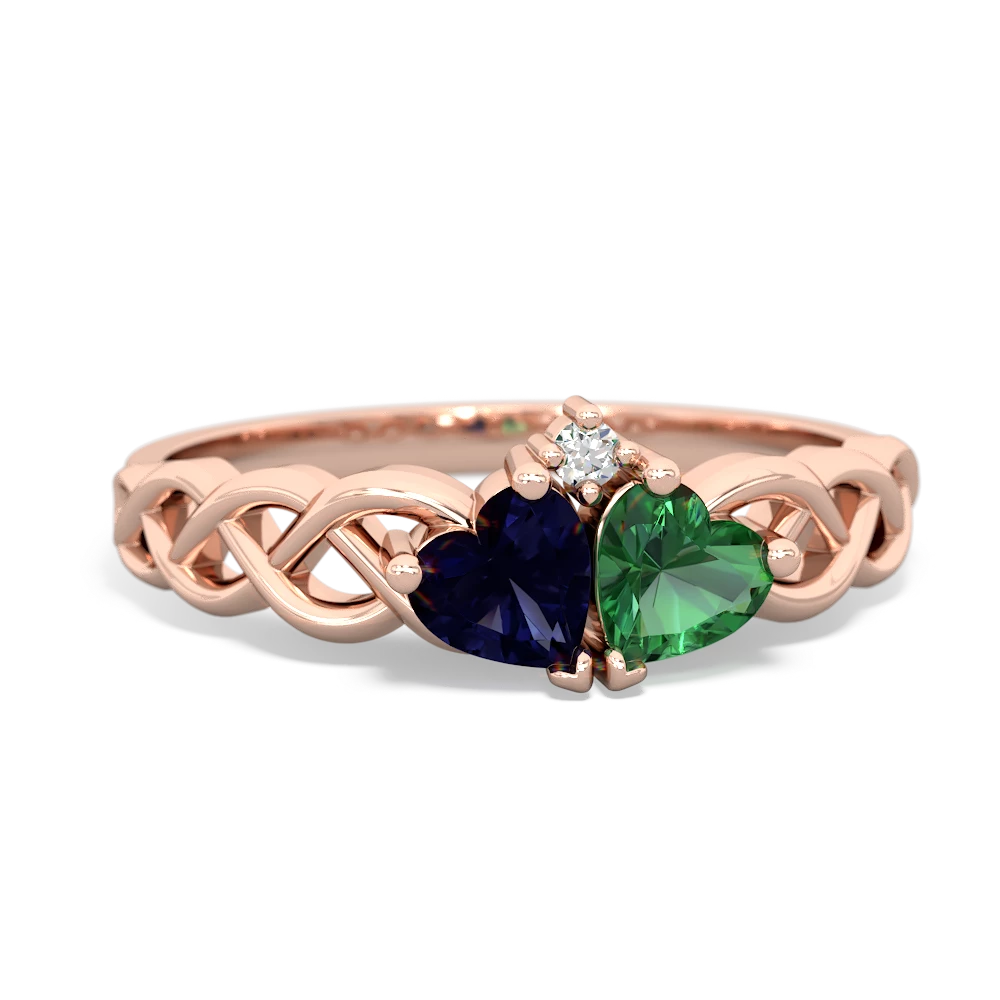 Sapphire Heart To Heart Braid 14K Rose Gold ring R5870