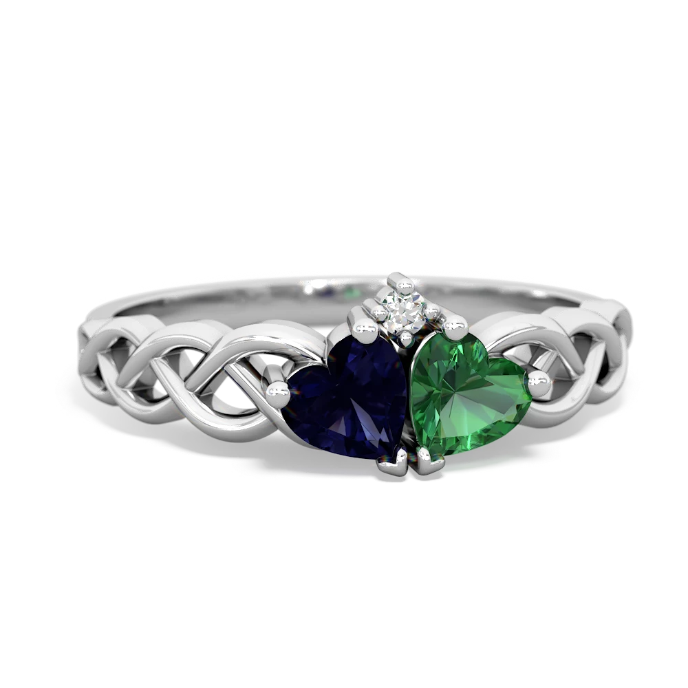 Sapphire Heart To Heart Braid 14K White Gold ring R5870