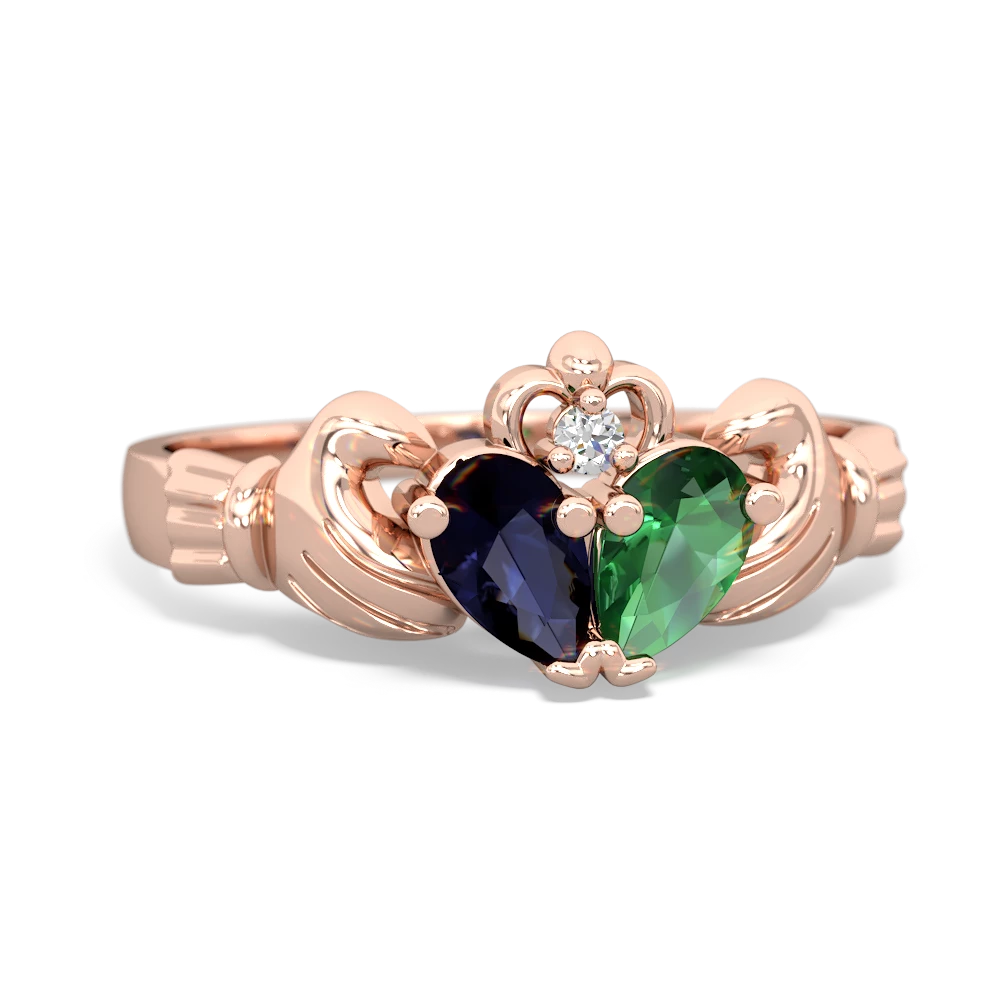 Sapphire 'Our Heart' Claddagh 14K Rose Gold ring R2388