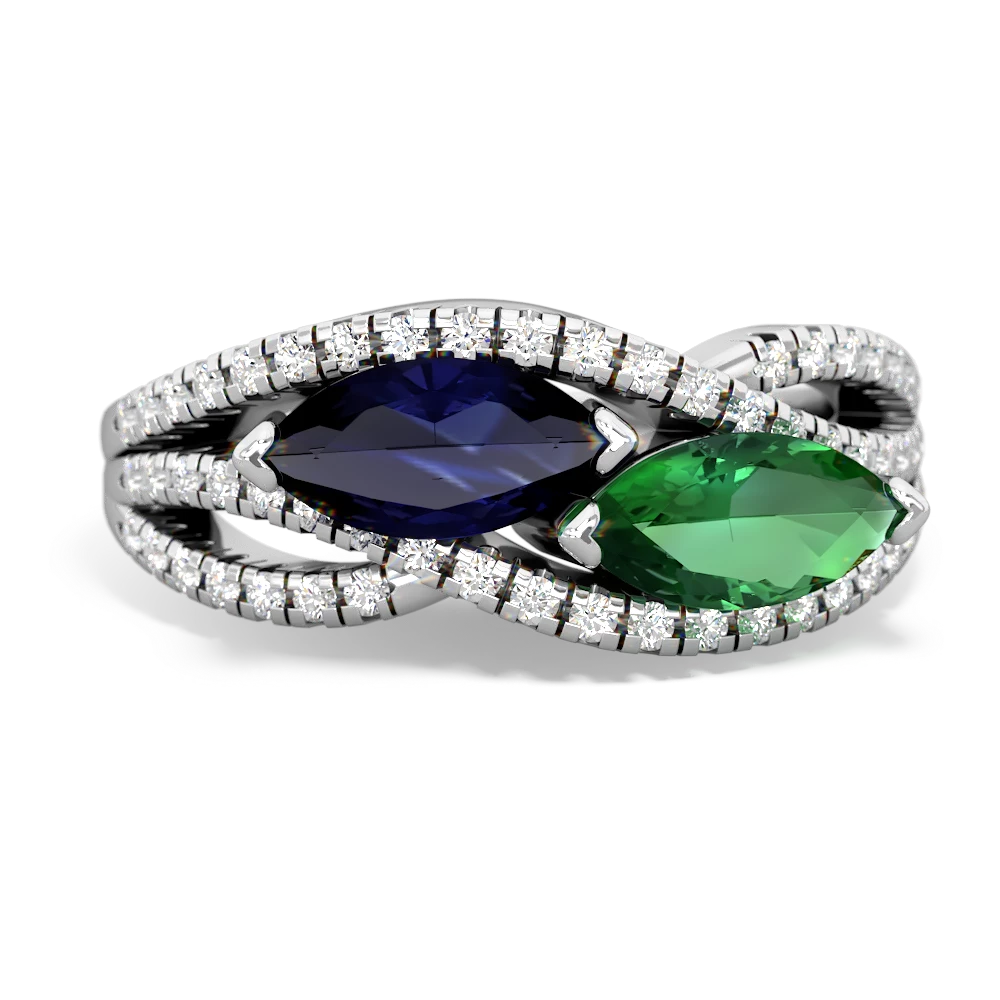 Sapphire Diamond Rivers 14K White Gold ring R3070