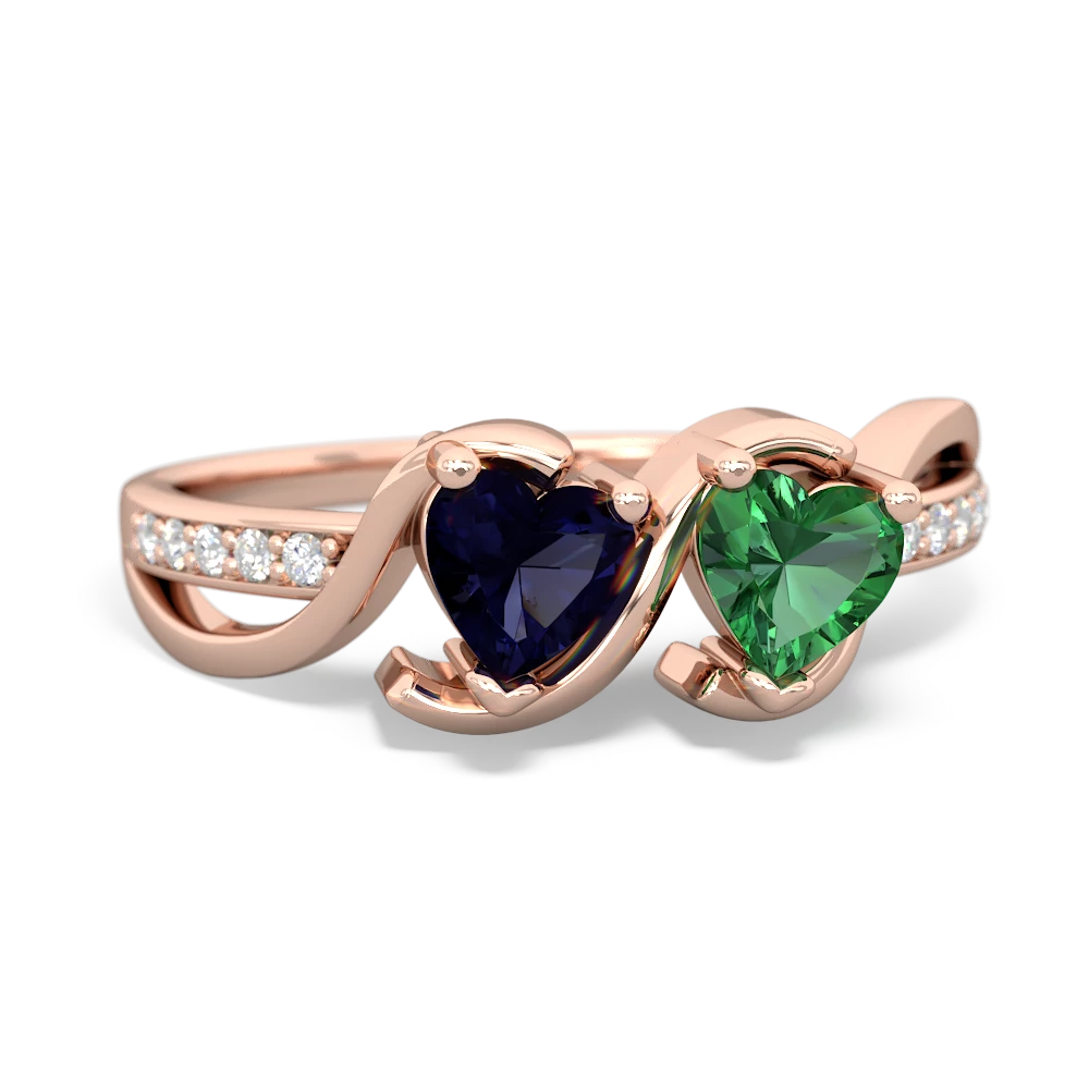 Sapphire Side By Side 14K Rose Gold ring R3090