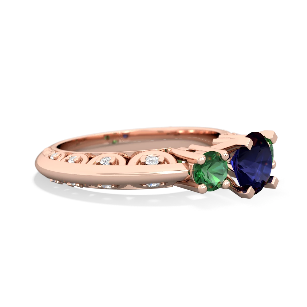 Sapphire Art Deco Eternal Embrace Engagement 14K Rose Gold ring C2003