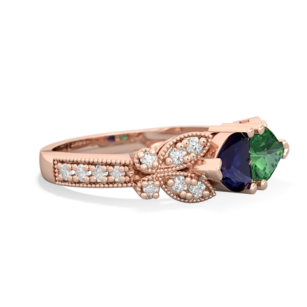 Sapphire Diamond Butterflies 14K Rose Gold ring R5601