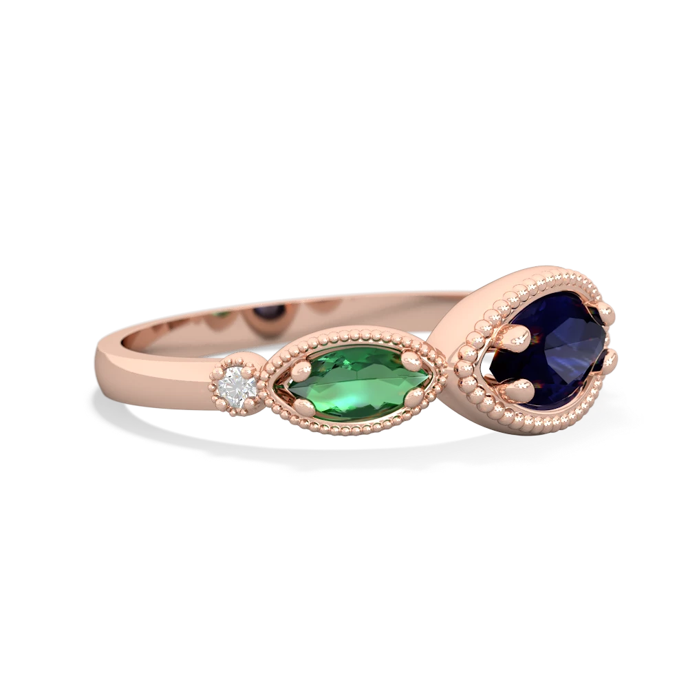 Sapphire Milgrain Marquise 14K Rose Gold ring R5700