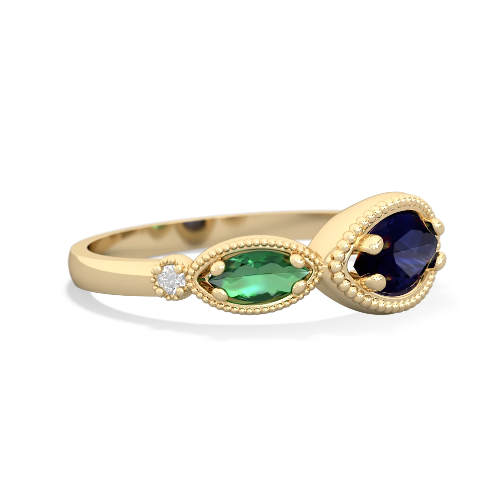 Sapphire Milgrain Marquise 14K Yellow Gold ring R5700