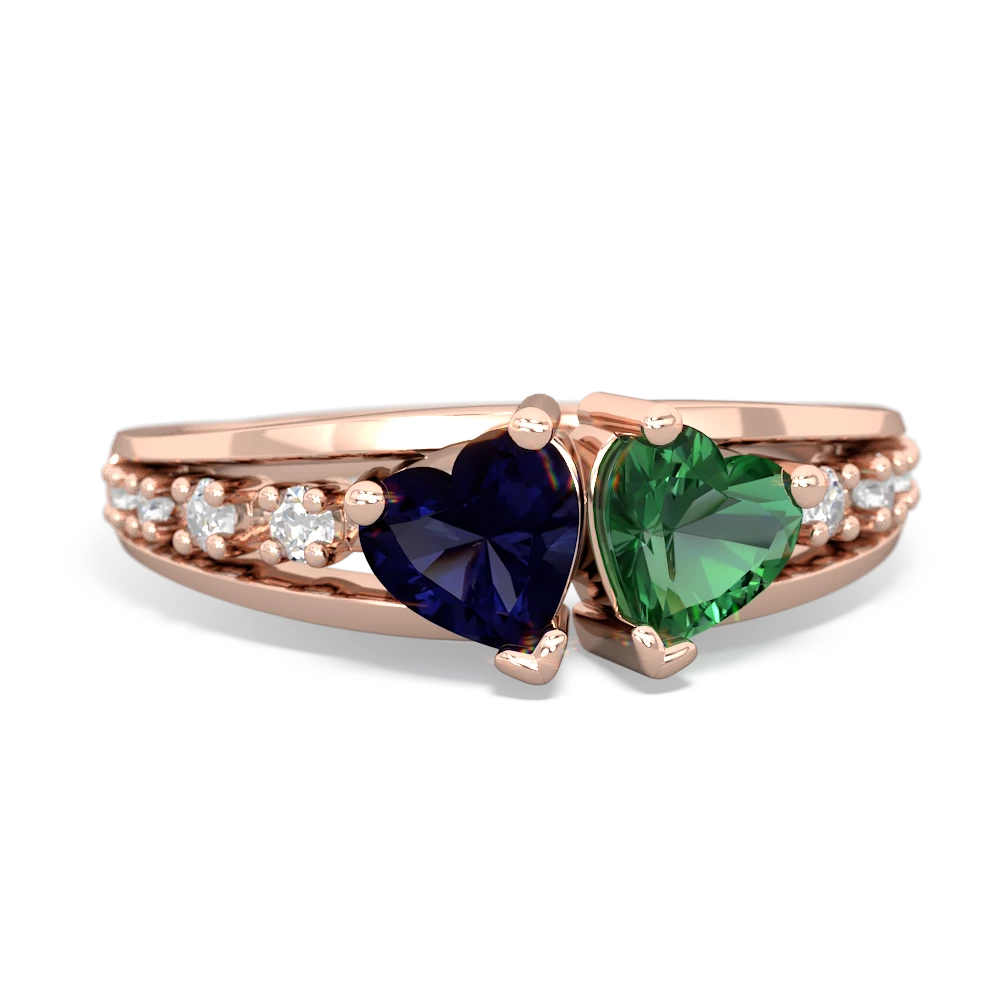 Sapphire Heart To Heart 14K Rose Gold ring R3342