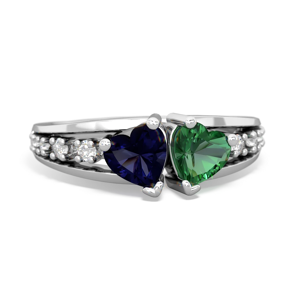 Sapphire Heart To Heart 14K White Gold ring R3342