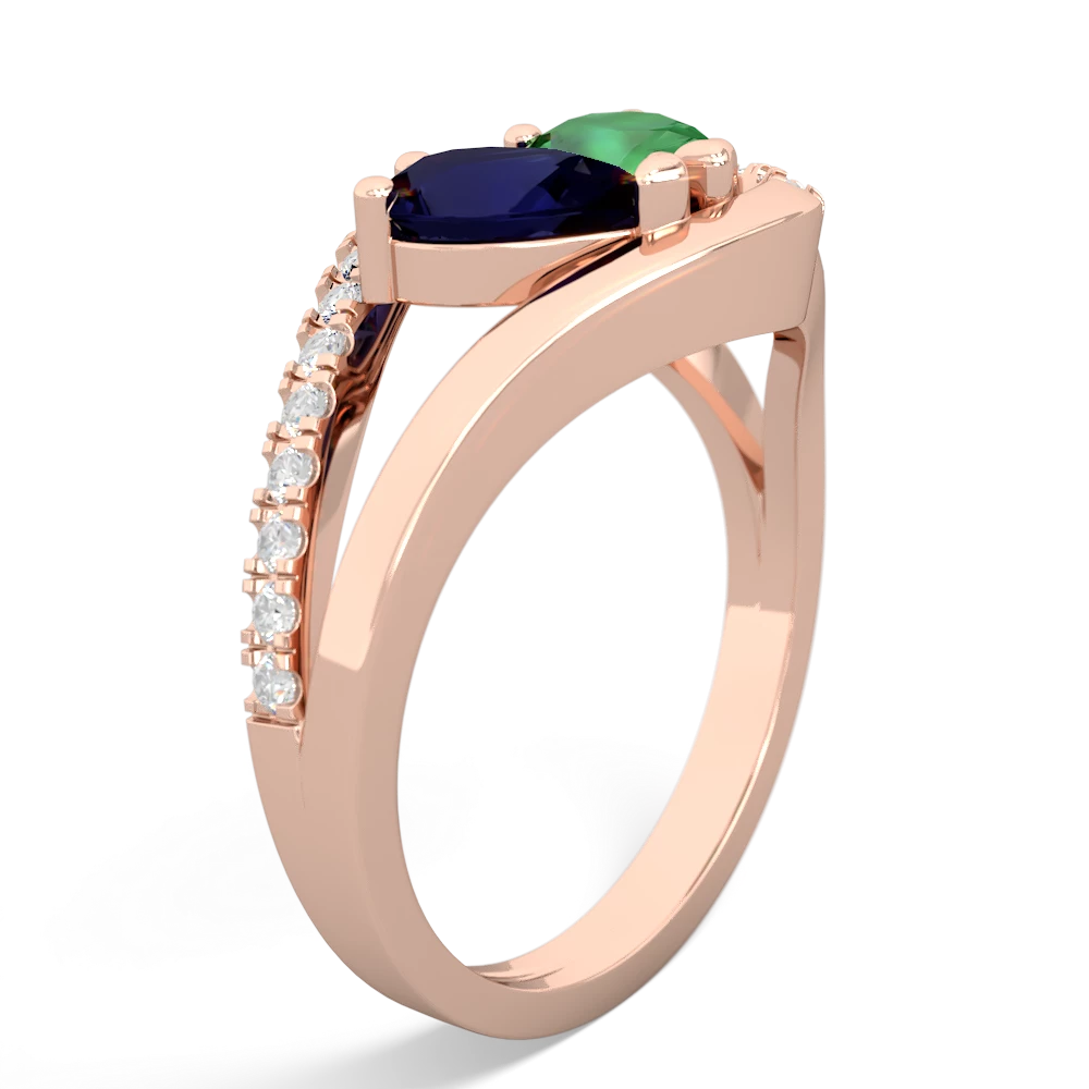 Sapphire Nestled Heart Keepsake 14K Rose Gold ring R5650