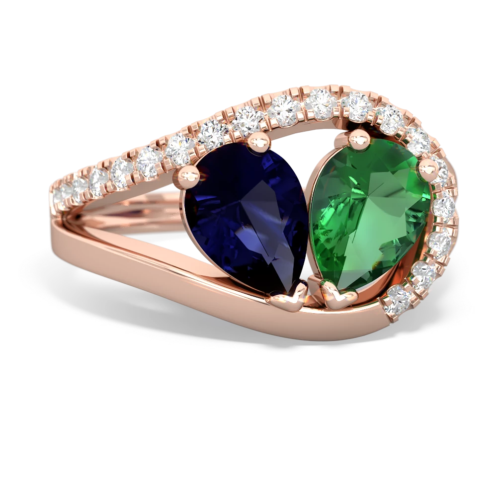 Sapphire Nestled Heart Keepsake 14K Rose Gold ring R5650