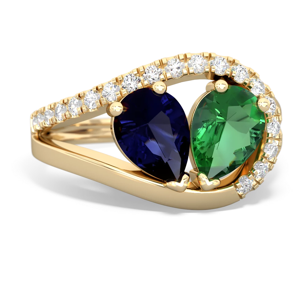 Sapphire Nestled Heart Keepsake 14K Yellow Gold ring R5650