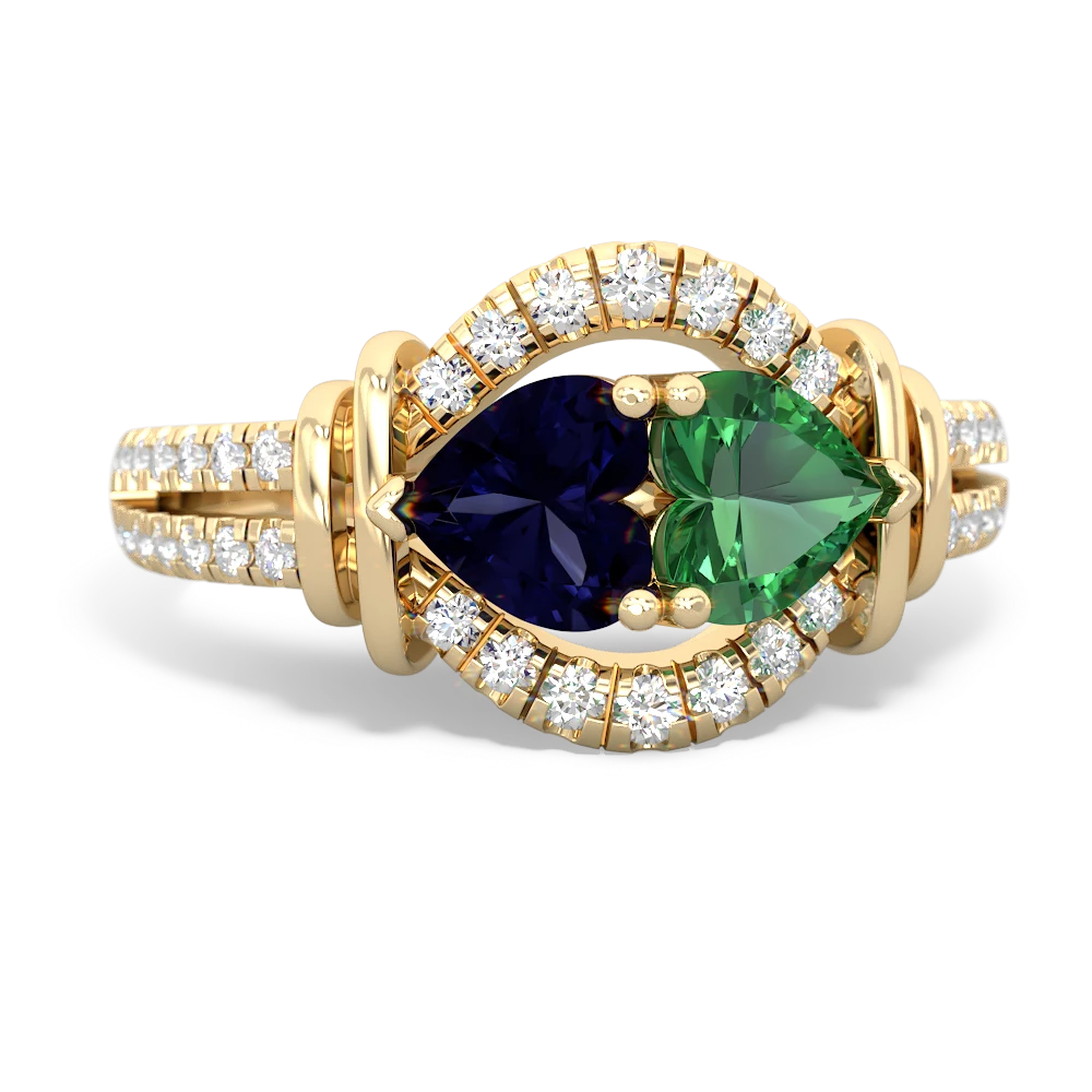 Sapphire Art-Deco Keepsake 14K Yellow Gold ring R5630