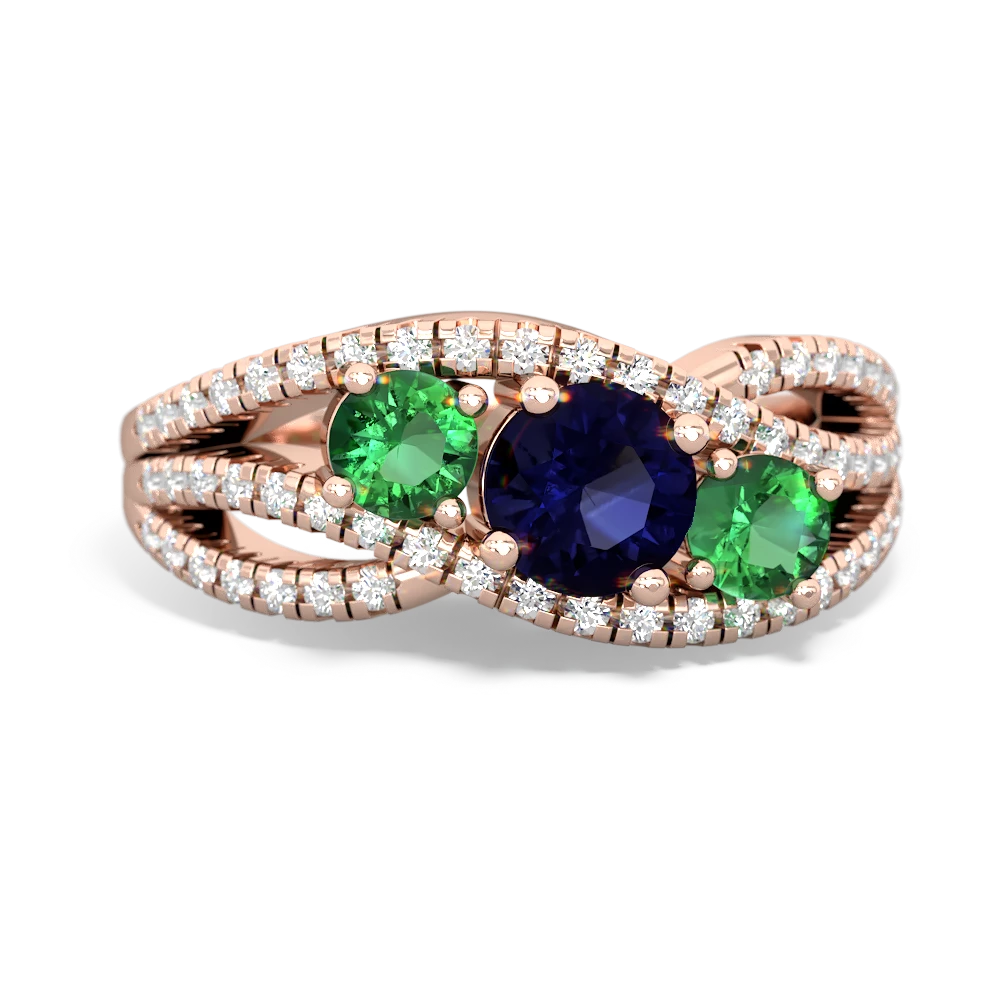 Sapphire Three Stone Aurora 14K Rose Gold ring R3080