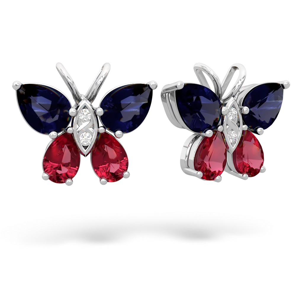 Sapphire Butterfly 14K White Gold earrings E2215