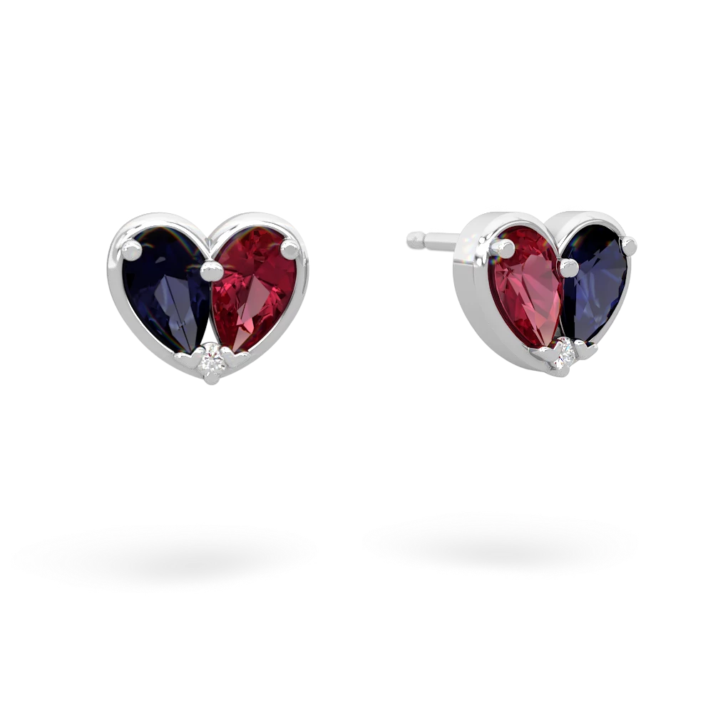 Sapphire 'Our Heart' 14K White Gold earrings E5072