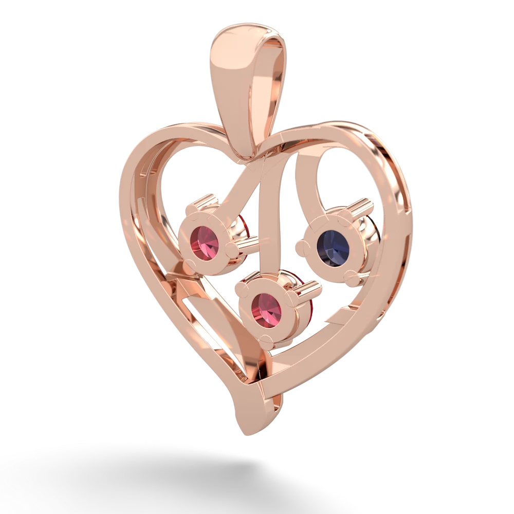 Sapphire Glowing Heart 14K Rose Gold pendant P2233