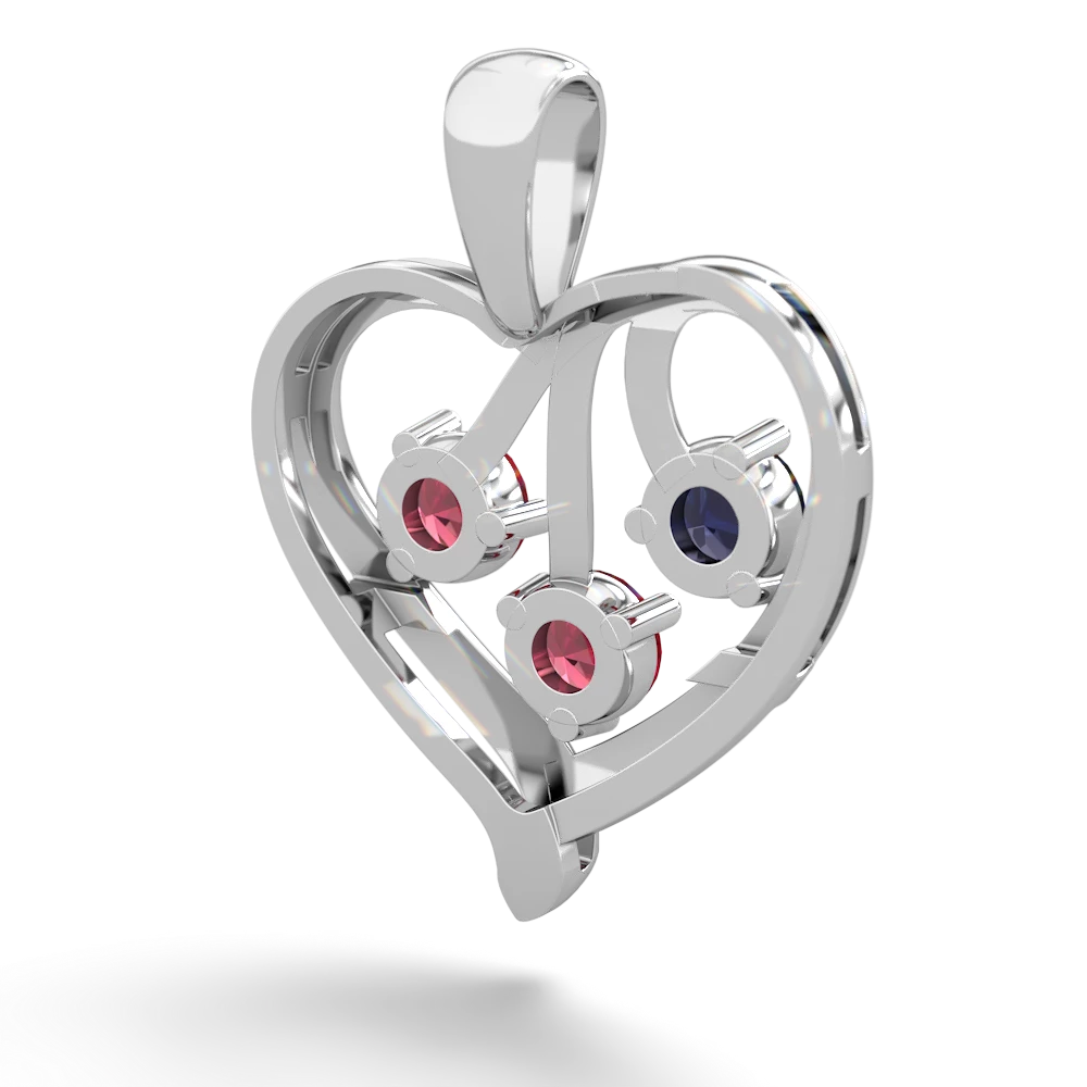 Sapphire Glowing Heart 14K White Gold pendant P2233