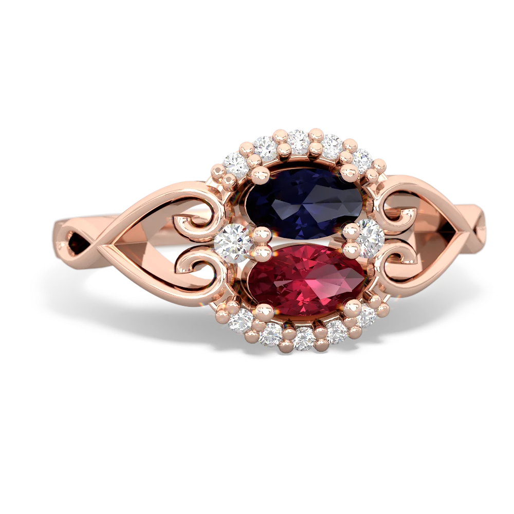 Sapphire Love Nest 14K Rose Gold ring R5860