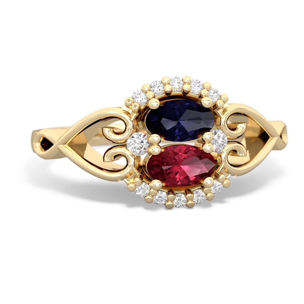 Sapphire Love Nest 14K Yellow Gold ring R5860