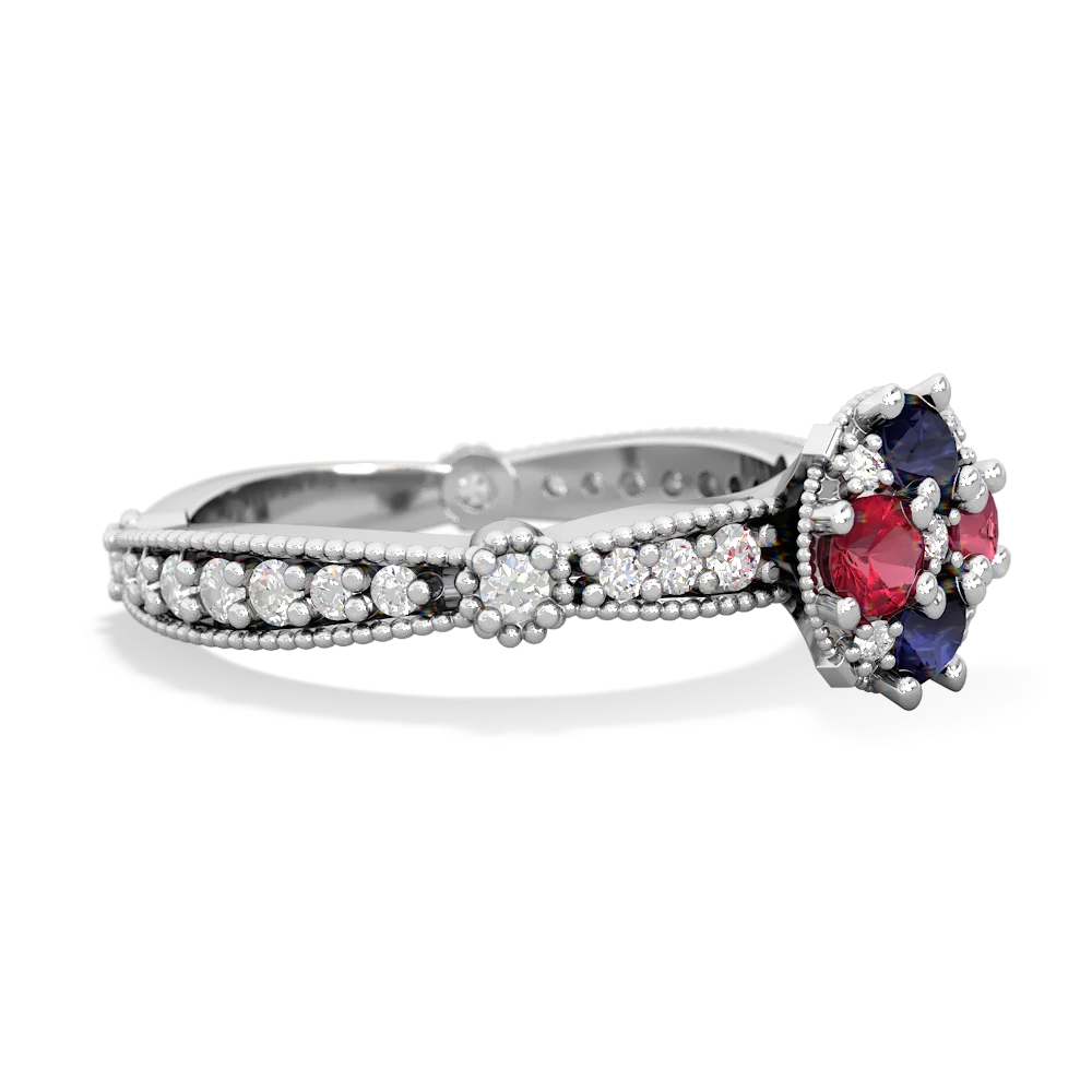 Sapphire Sparkling Tiara Cluster 14K White Gold ring R26293RD