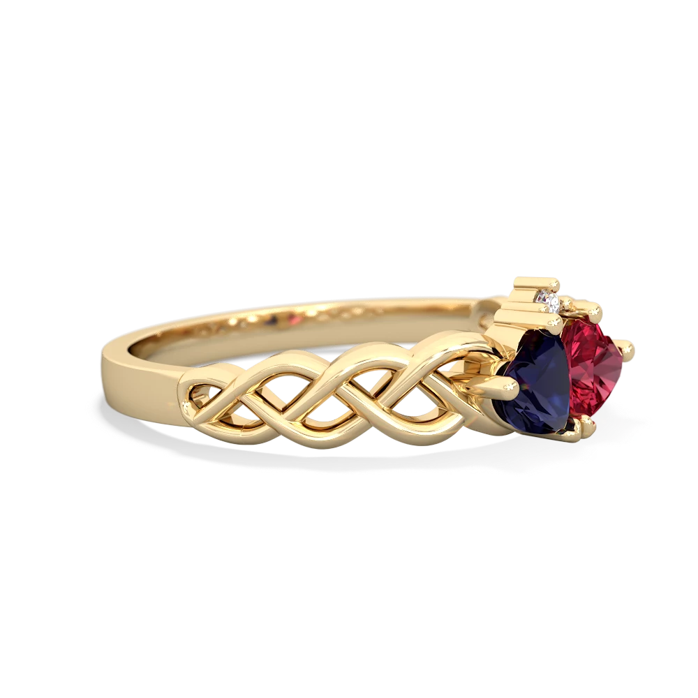 Sapphire Heart To Heart Braid 14K Yellow Gold ring R5870