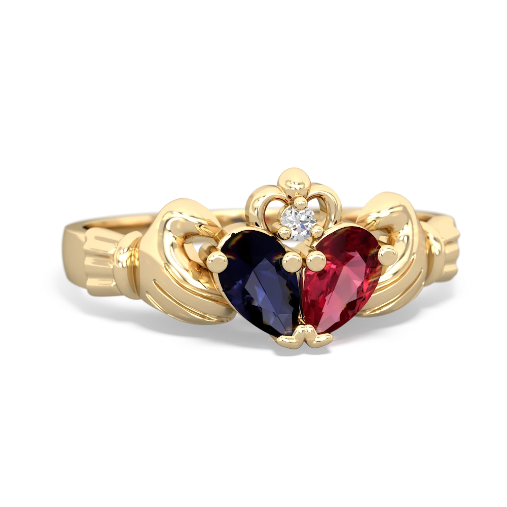 Sapphire 'Our Heart' Claddagh 14K Yellow Gold ring R2388