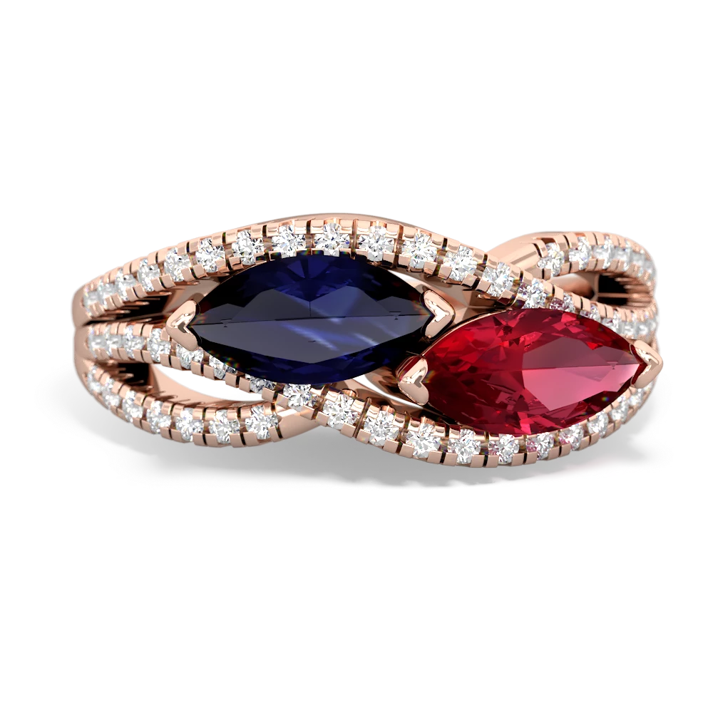 Sapphire Diamond Rivers 14K Rose Gold ring R3070