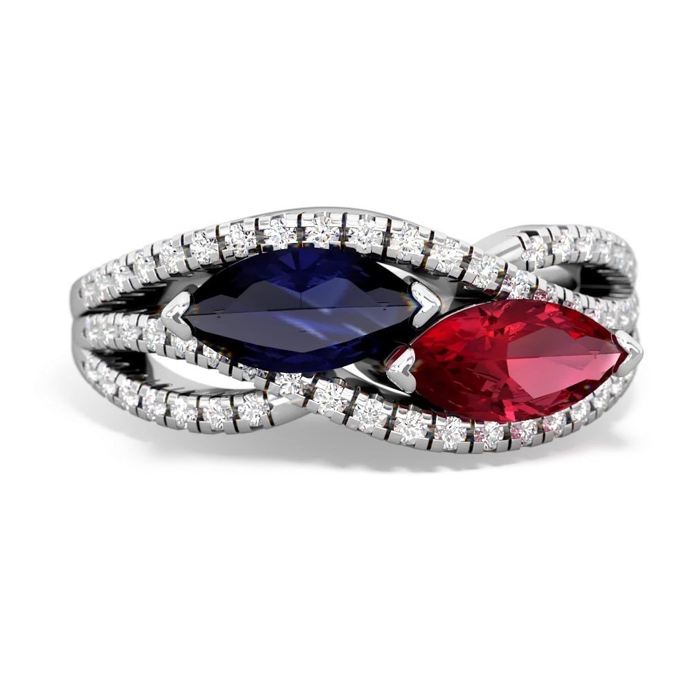 Sapphire Diamond Rivers 14K White Gold ring R3070