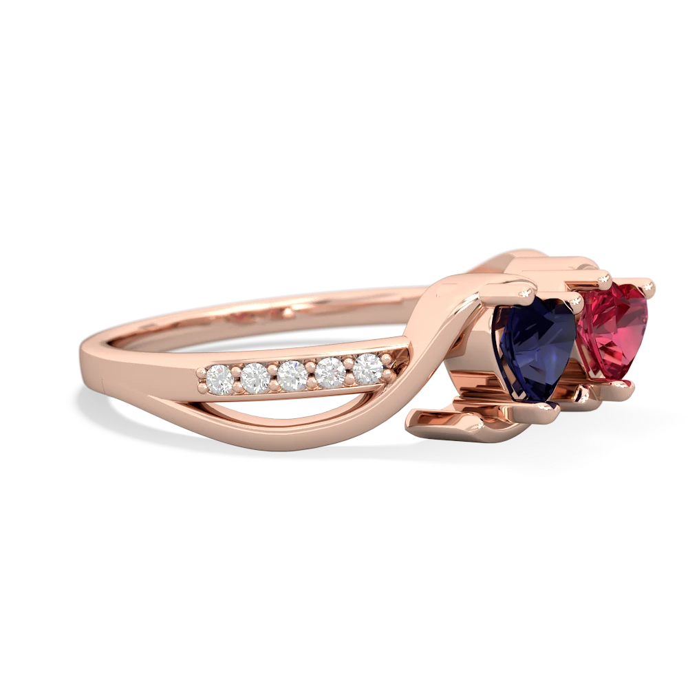 Sapphire Side By Side 14K Rose Gold ring R3090