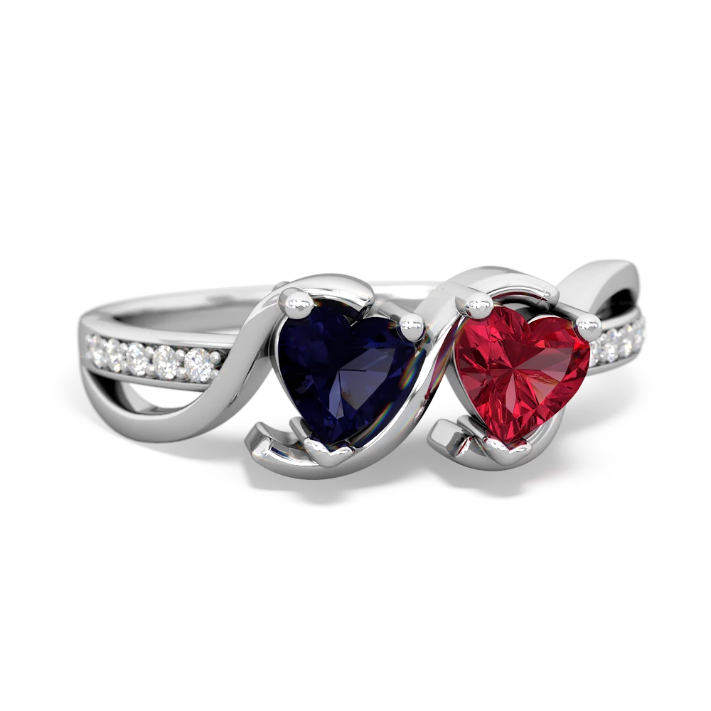 Sapphire Side By Side 14K White Gold ring R3090