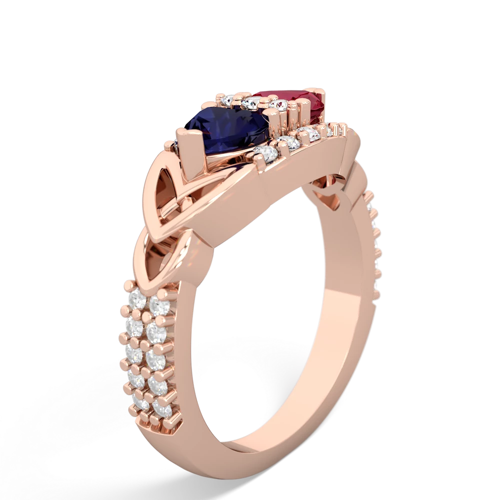 Sapphire Sparkling Celtic Knot 14K Rose Gold ring R2645