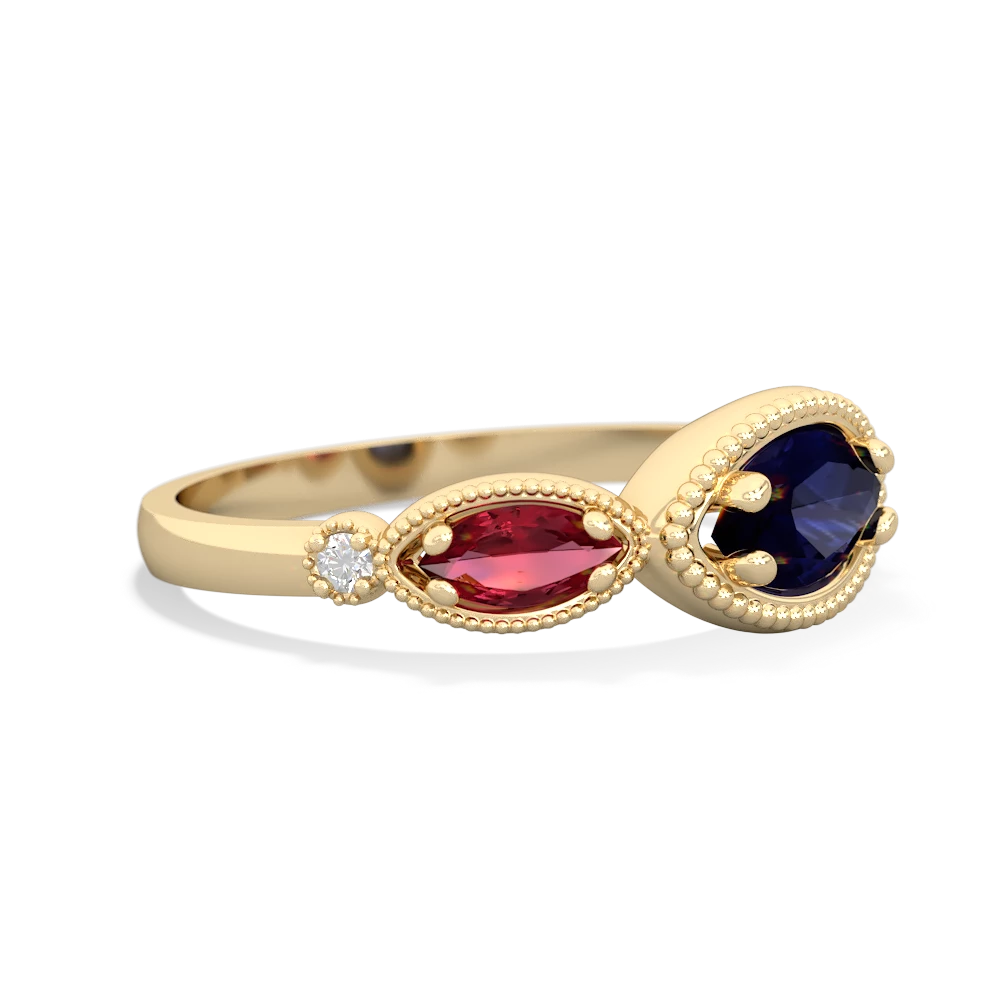 Sapphire Milgrain Marquise 14K Yellow Gold ring R5700